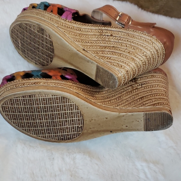 Mexican wedge leather multi-colored sandal - Picture 8 of 11
